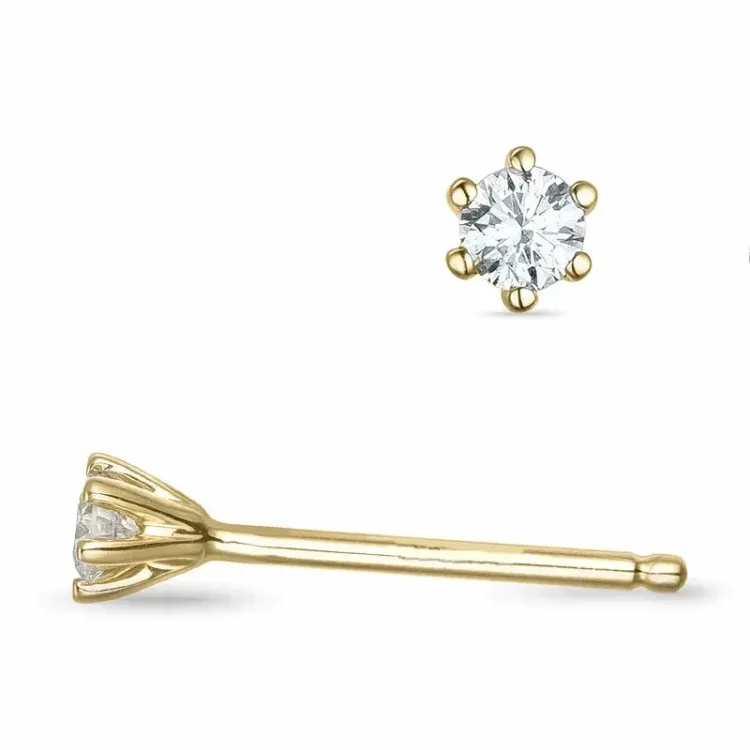 2 x 0,06 ct diamant solitaireørestikker i 9 karat guld med diamant 