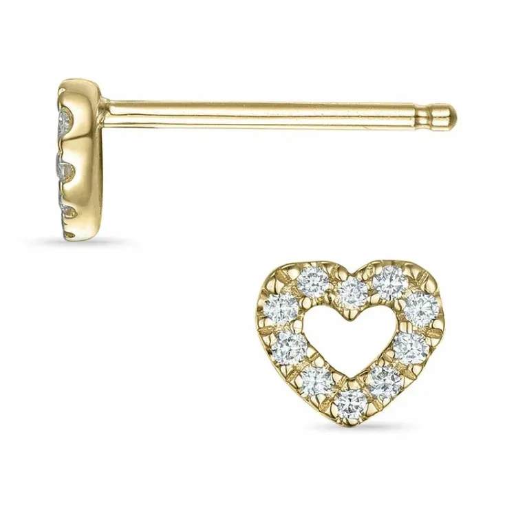 hjerte diamant øreringe i 9 karat guld med diamant 