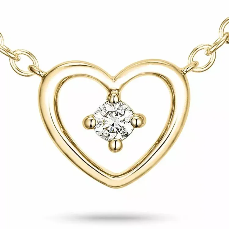 42 cm halskæde med vedhæng i 9 karat guld 0,05 ct