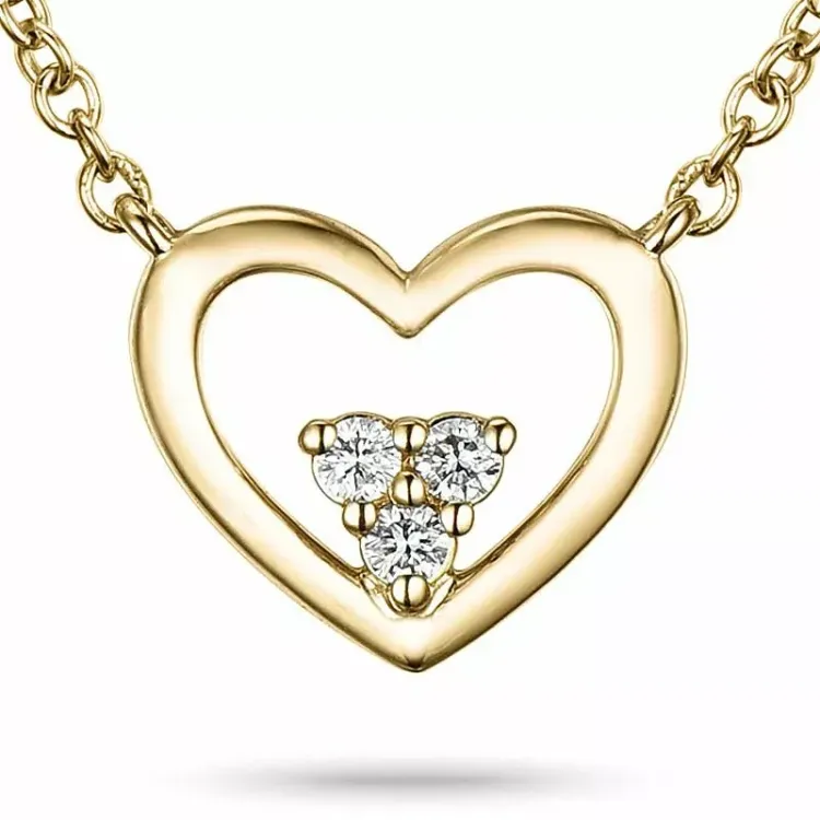 42 cm halskæde med vedhæng i 9 karat guld 0,06 ct