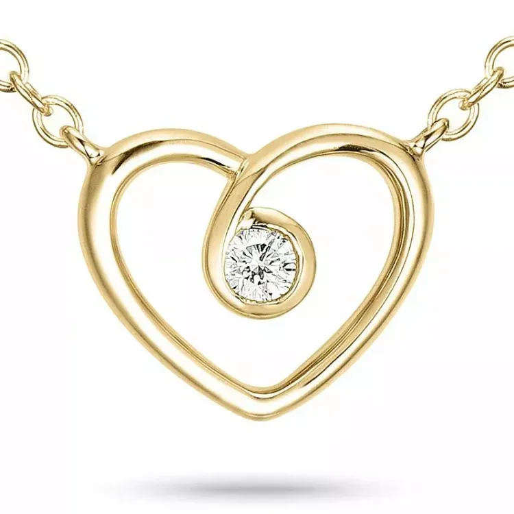 42 cm halskæde med vedhæng i 9 karat guld 0,05 ct