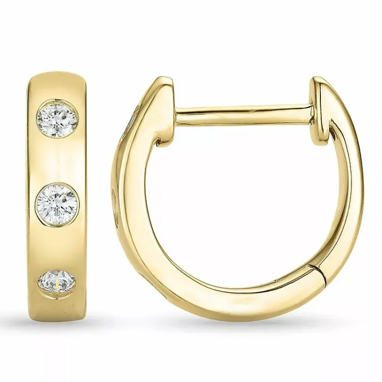 12 mm diamant creoler i 9 karat guld med diamant