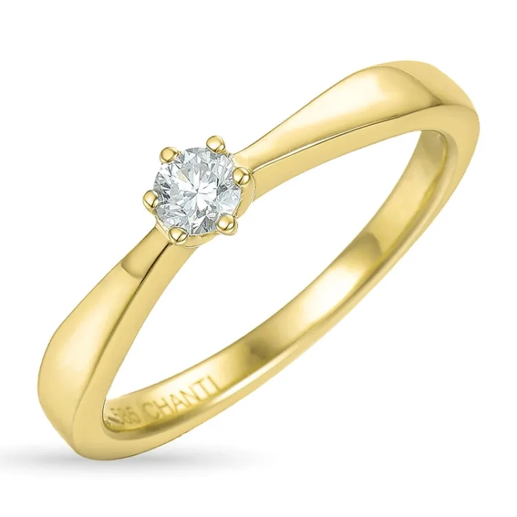0,10 ct diamant solitairering i 14 karat guld 0,10 ct