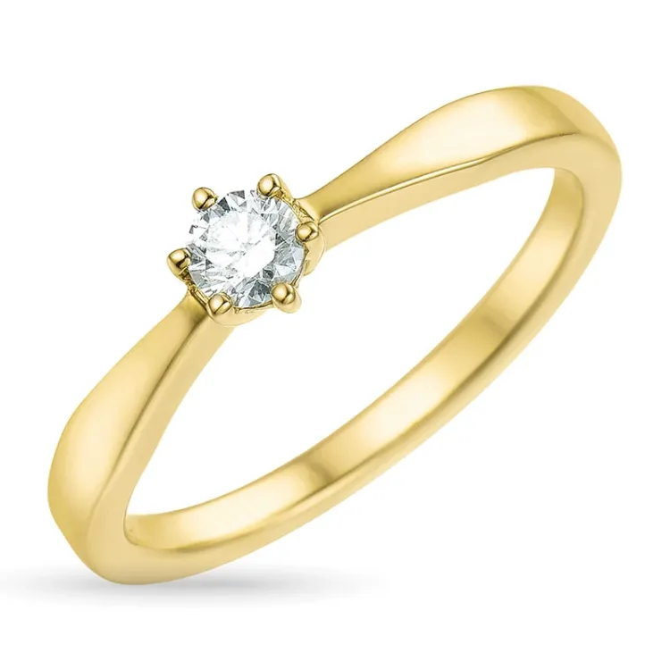 0,20 ct diamant solitairering i 14 karat guld 0,20 ct