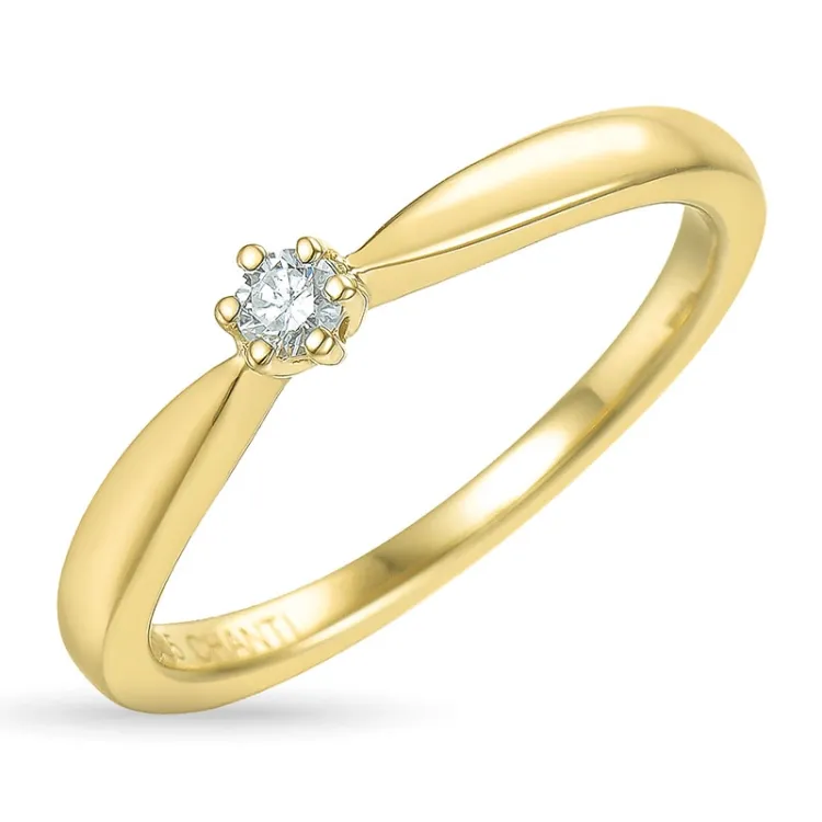 0,05 ct diamant solitairering i 14 karat guld 0,05 ct