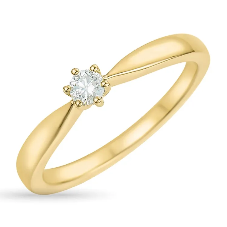 0,10 ct diamant solitairering i 14 karat guld 0,10 ct