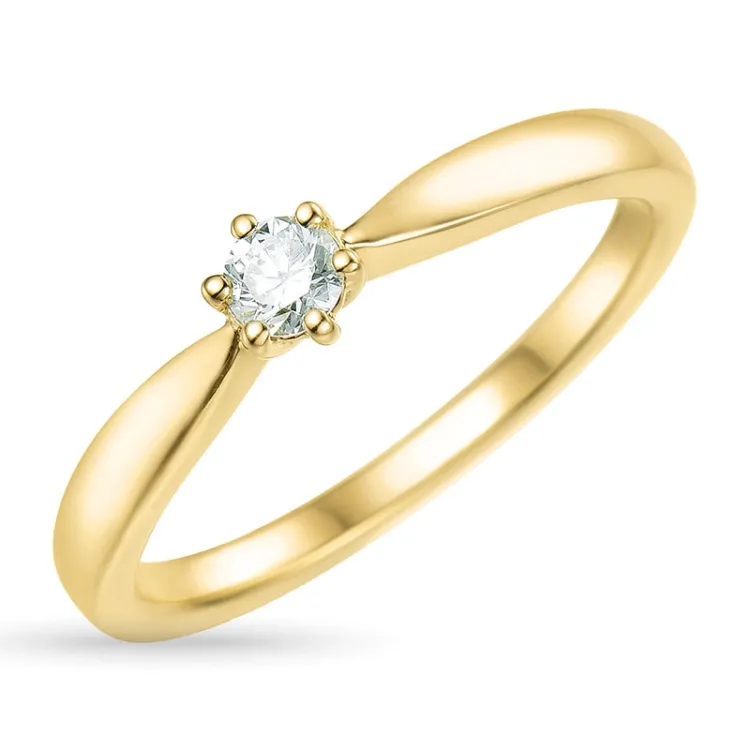 diamant solitairering i 14 karat guld 0,15 ct