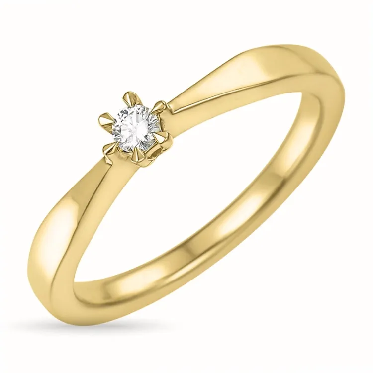 0,05 ct diamant solitairering i 14 karat guld 0,05 ct