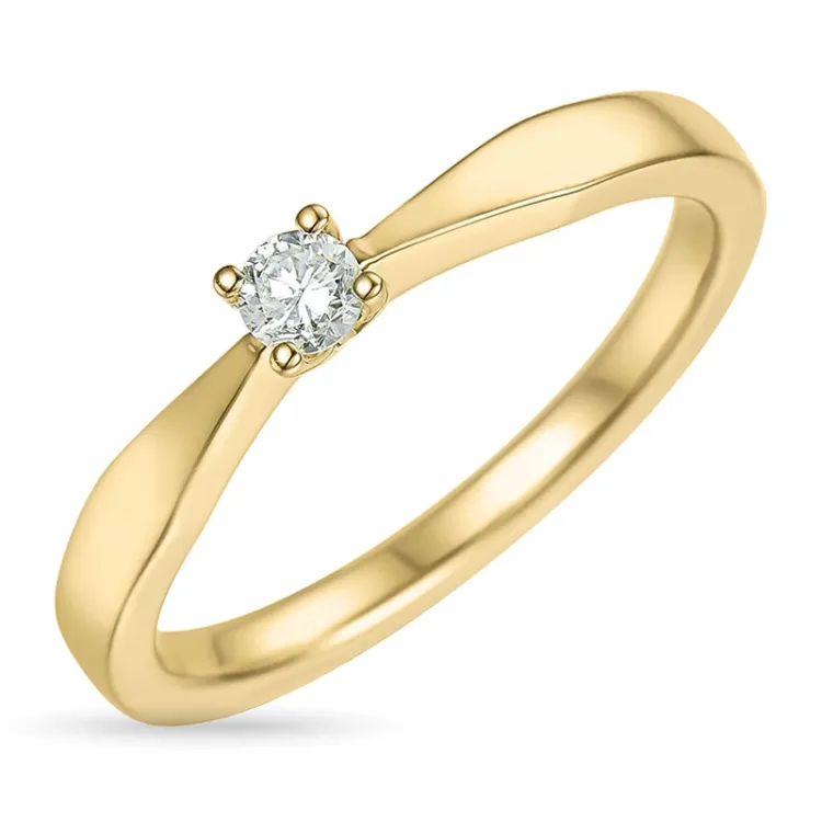 0,10 ct diamant solitairering i 14 karat guld 0,10 ct