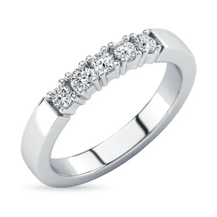 diamant alliancering i 14 karat hvidguld 5 x 0,03 ct