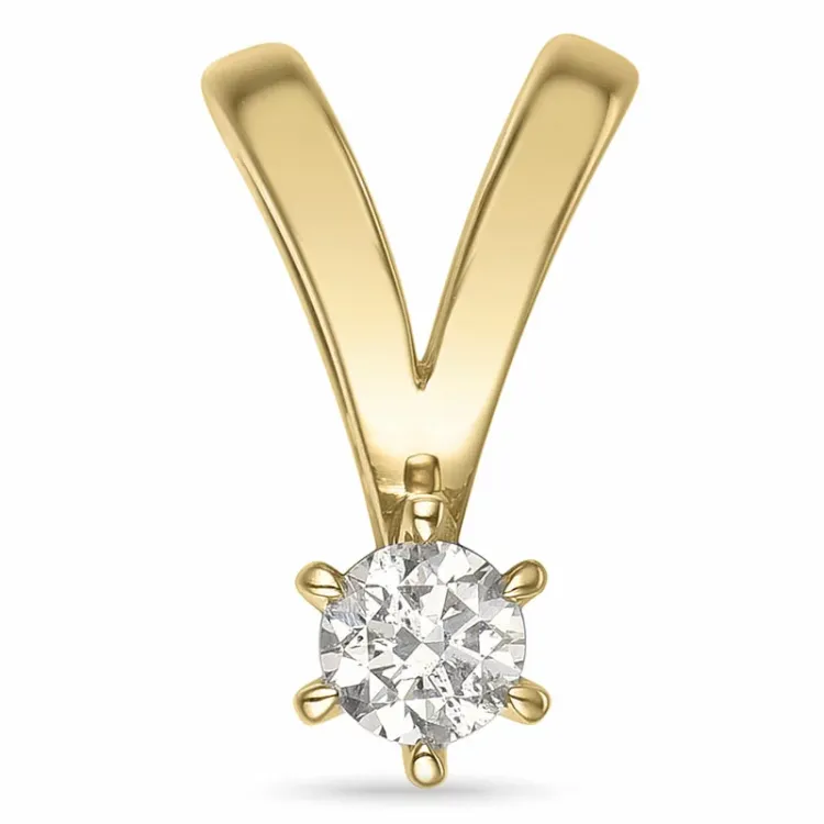 Kampagne - 0,15 ct diamant solitairevedhæng i 14 karat guld 0,15 ct
