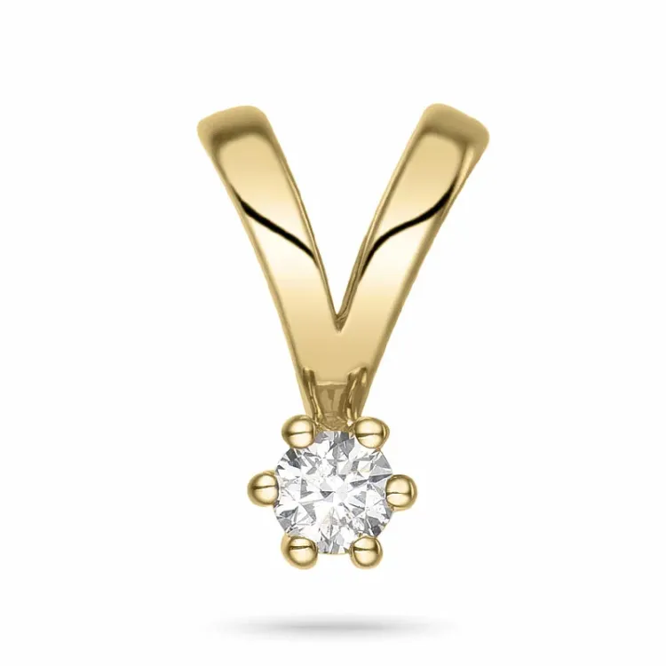 Kampagne - 0,06 ct diamant solitairevedhæng i 14 karat guld 0,06 ct