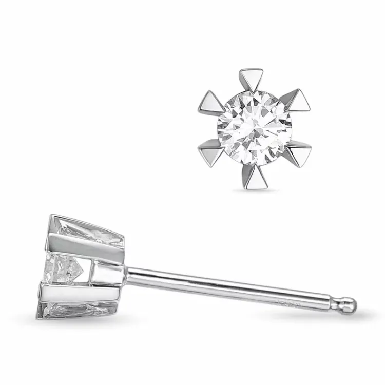 2 x 0,15 ct Kampagne - brillant solitaireørestikker i 14 karat hvidguld med diamant