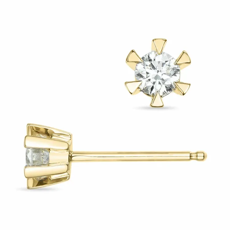 Kampagne - 2 x 0,16 ct diamant solitaireørestikker i 14 karat guld med diamant