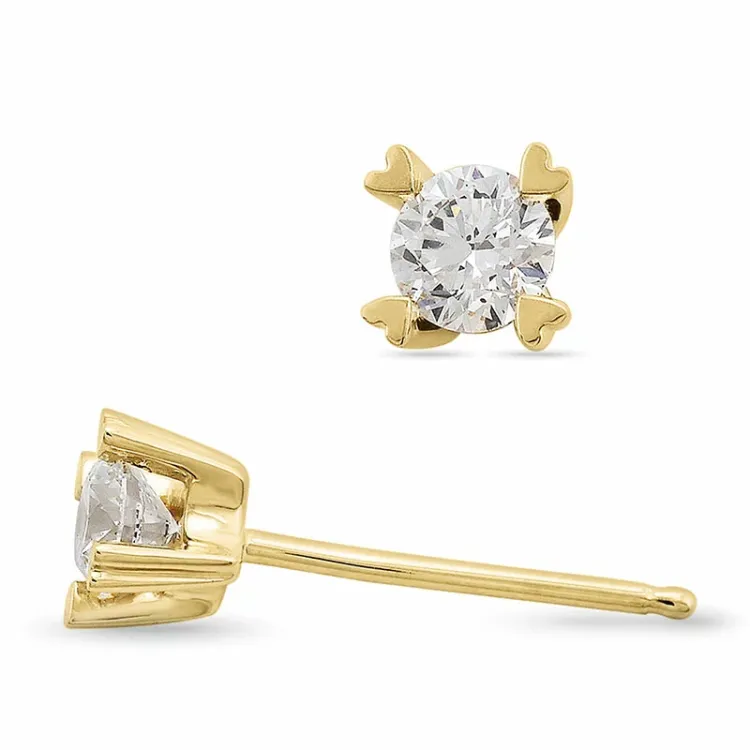 Kampagne - 2 x 0,20 ct diamant solitaireørestikker i 14 karat guld med diamant