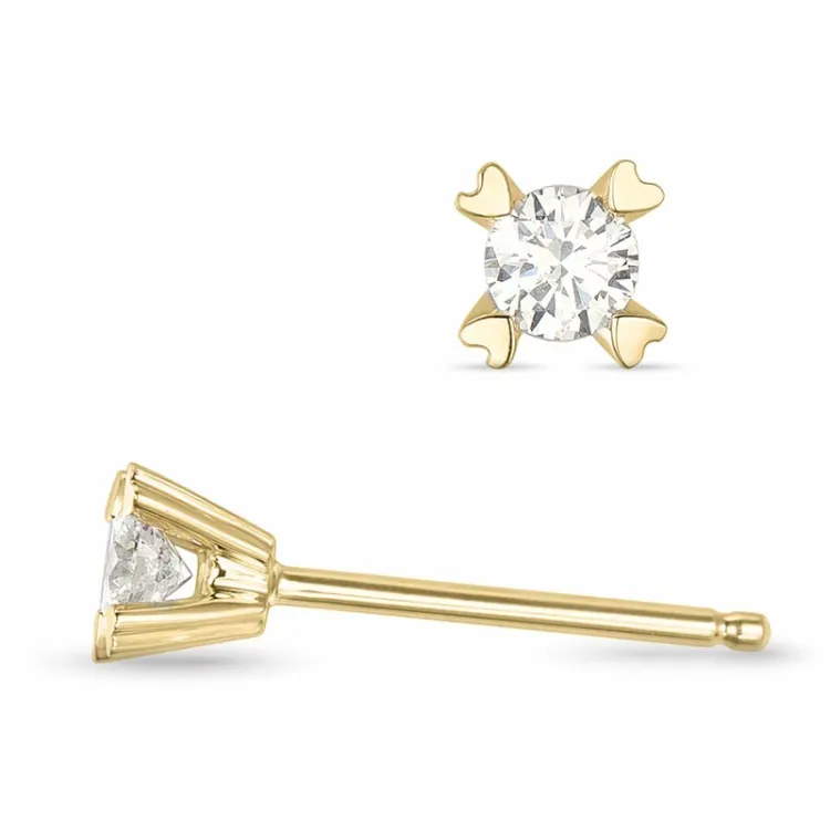 2 x 0,11 ct Kampagne - diamant ørestikker i 14 karat guld med diamant