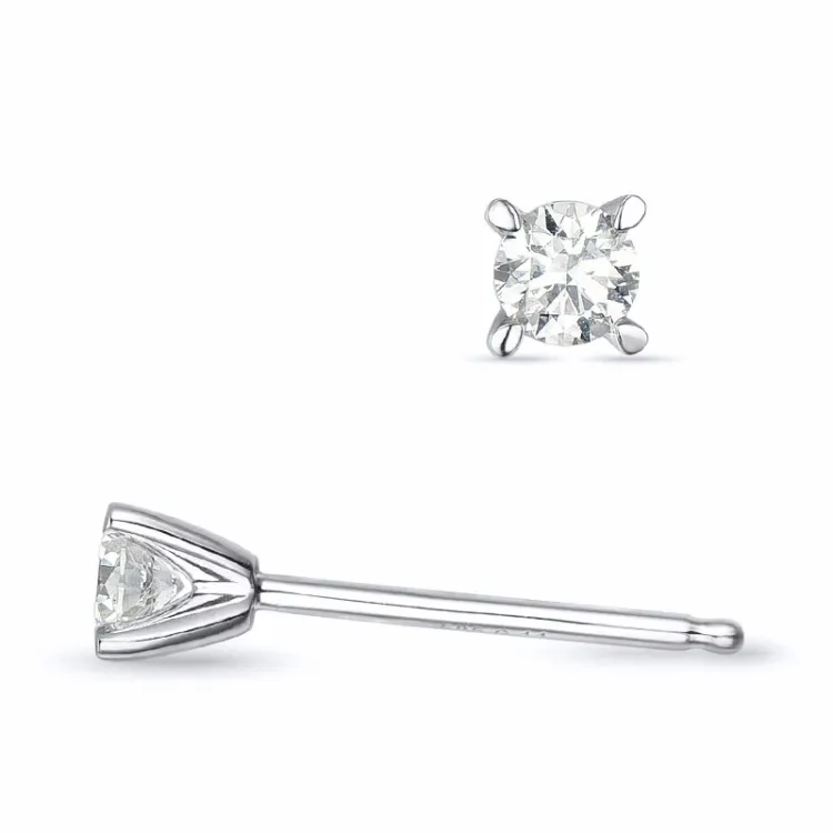 2 x 0,11 ct Kampagne - brillant solitaireørestikker i 14 karat hvidguld med diamant 