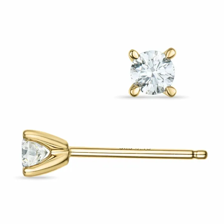 Kampagne - 2 x 0,16 ct diamant solitaireørestikker i 14 karat guld med diamant