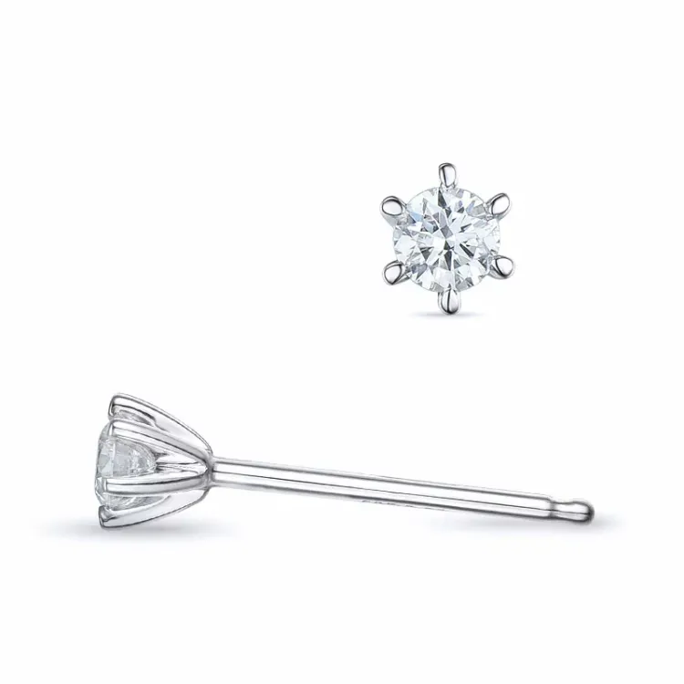 2 x 0,08 ct Kampagne - diamant solitaireørestikker i 14 karat hvidguld med diamant