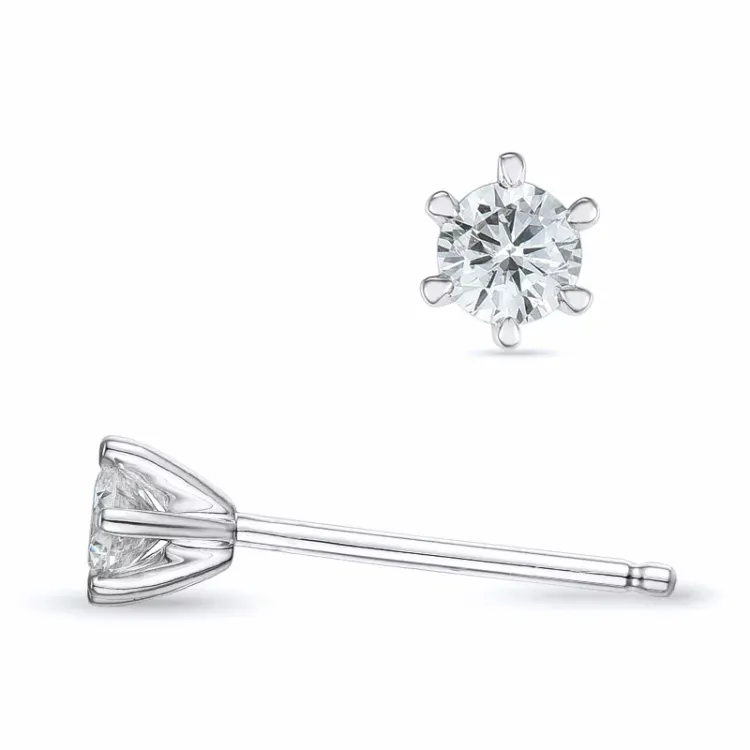 2 x 0,13 ct Kampagne - diamant ørestikker i 14 karat hvidguld med diamant
