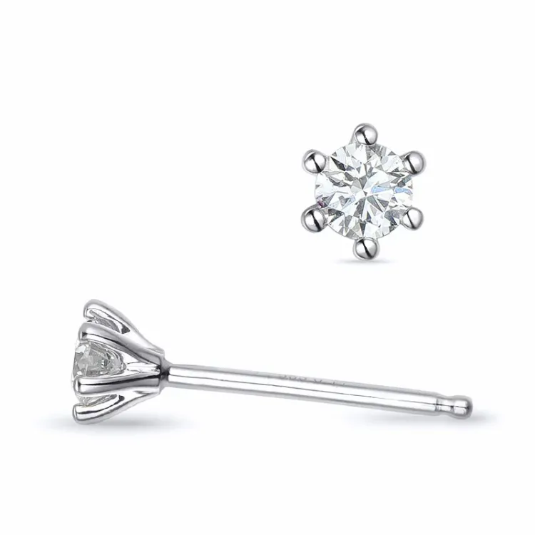2 x 0,11 ct Kampagne - diamant solitaireørestikker i 14 karat hvidguld med diamant