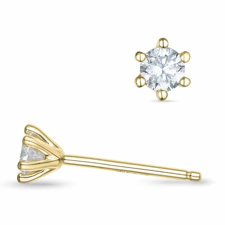 2 x 0,13 ct Kampagne - diamant solitaireørestikker i 14 karat guld med diamant