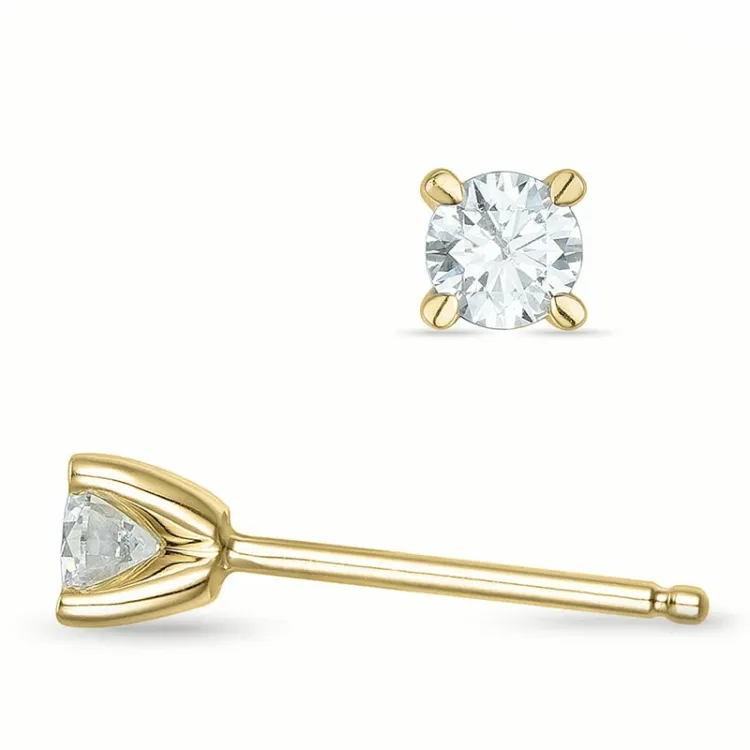 Kampagne - 2 x 0,20 ct diamant solitaireørestikker i 14 karat guld med diamant