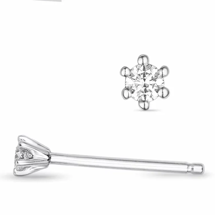 2 x 0,03 ct brillant solitaireørestikker i 14 karat hvidguld med diamant