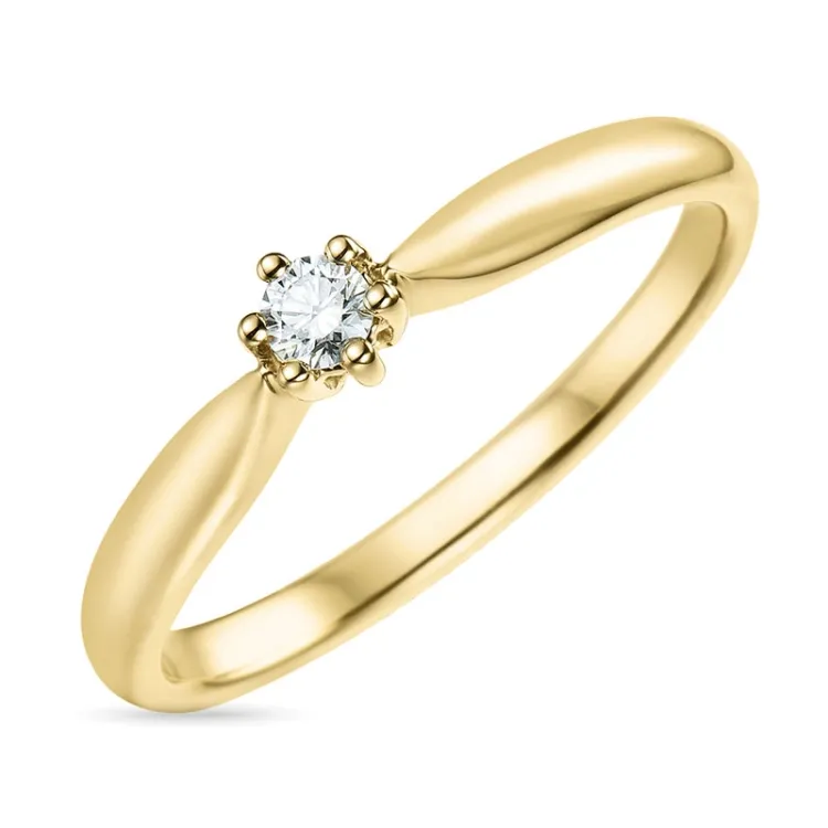 0,10 ct diamant solitairering i 14 karat guld 0,10 ct