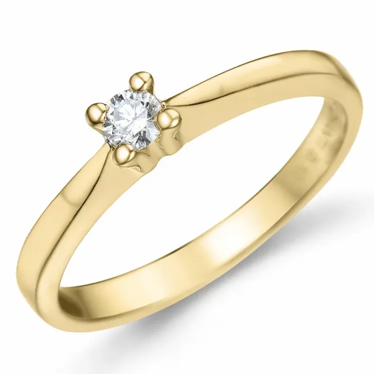 0,10 ct diamant solitairering i 14 karat guld 0,10 ct