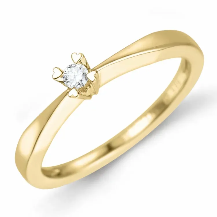 0,05 ct diamant solitairering i 14 karat guld 0,05 ct