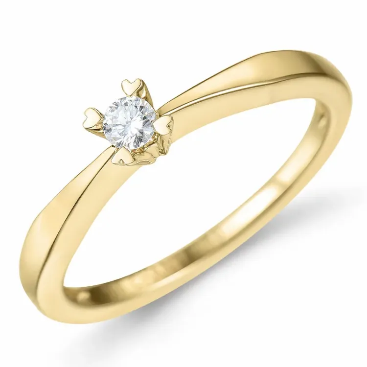 0,10 ct diamant solitairering i 14 karat guld 0,10 ct