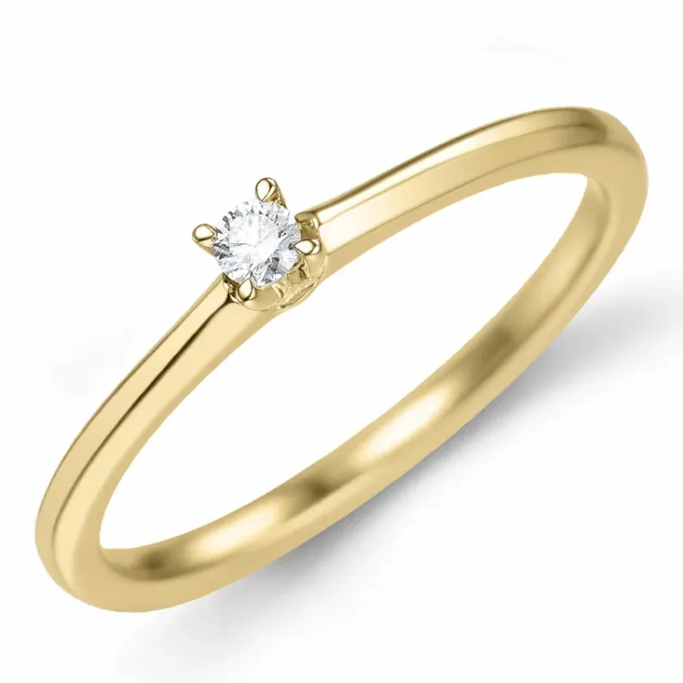 Kollektionsprøve diamant solitairering i 14 karat guld 0,05 ct