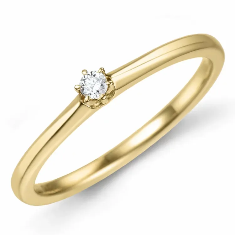 0,05 ct solitairering i 14 karat guld 0,05 ct