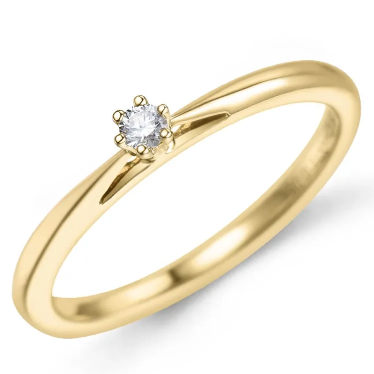 0,05 ct diamant solitairering i 14 karat guld 0,05 ct