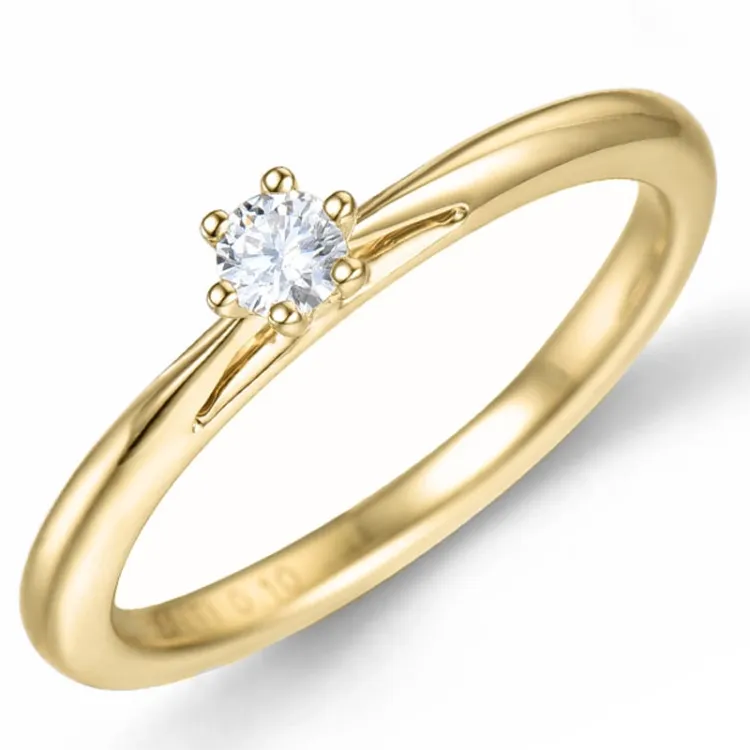 0,10 ct diamant solitairering i 14 karat guld 0,10 ct