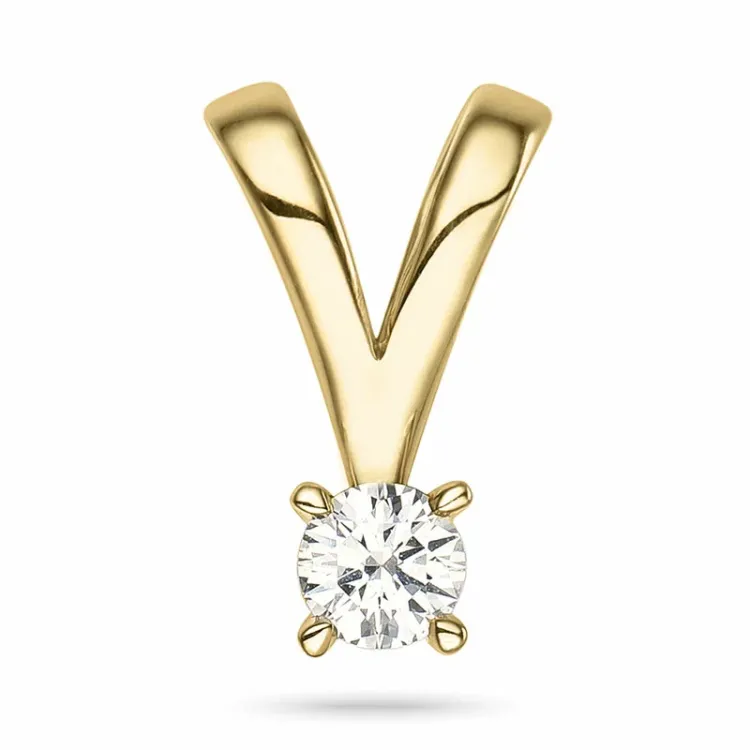 Kampagne - 0,10 ct diamant solitairevedhæng i 14 karat guld 0,10 ct