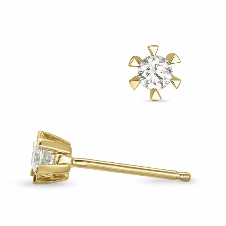 2 x 0,11 ct Kampagne - diamant ørestikker i 14 karat guld med diamant