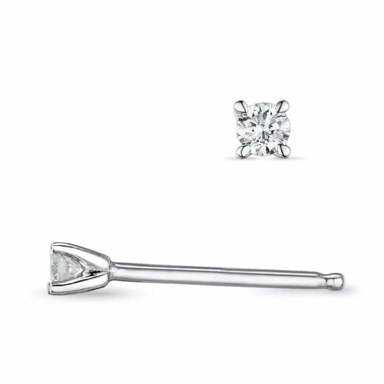 2 x 0,04 ct Kampagne - diamant solitaireørestikker i 14 karat hvidguld med diamant