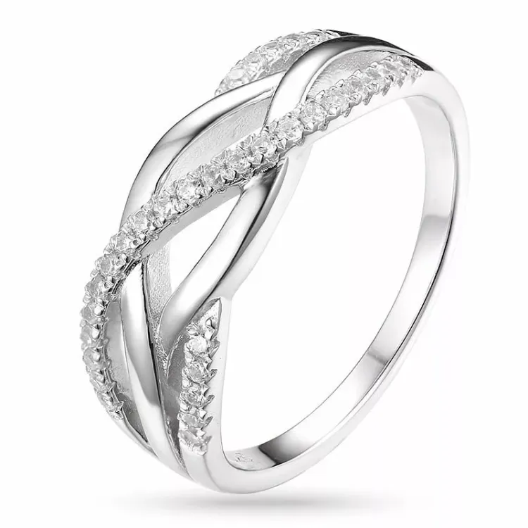 snoet zirkon ring i sølv
