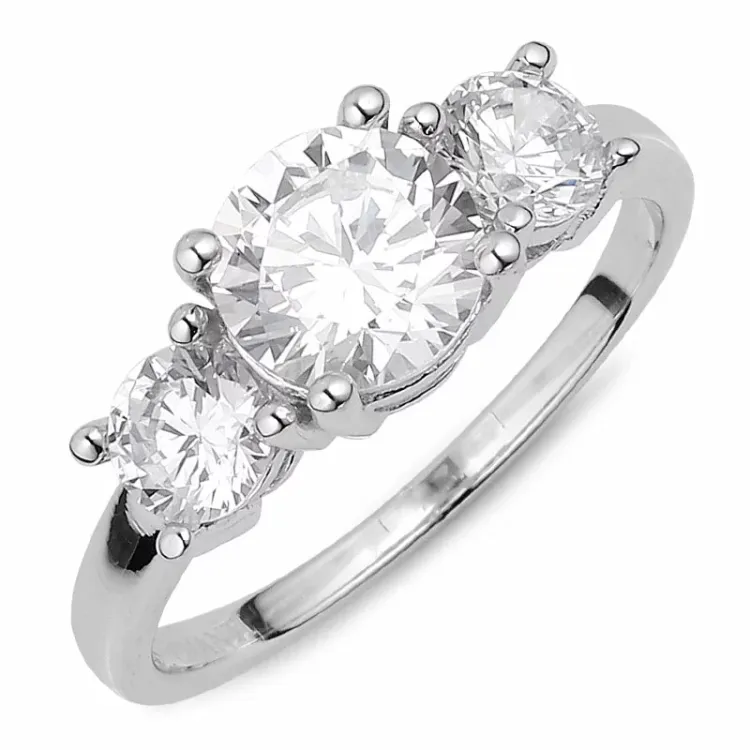 Stor hvid zirkon ring i sølv