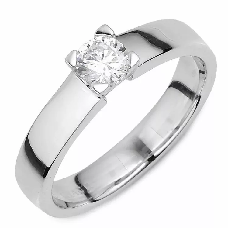Enkel hvid zirkon ring i sølv