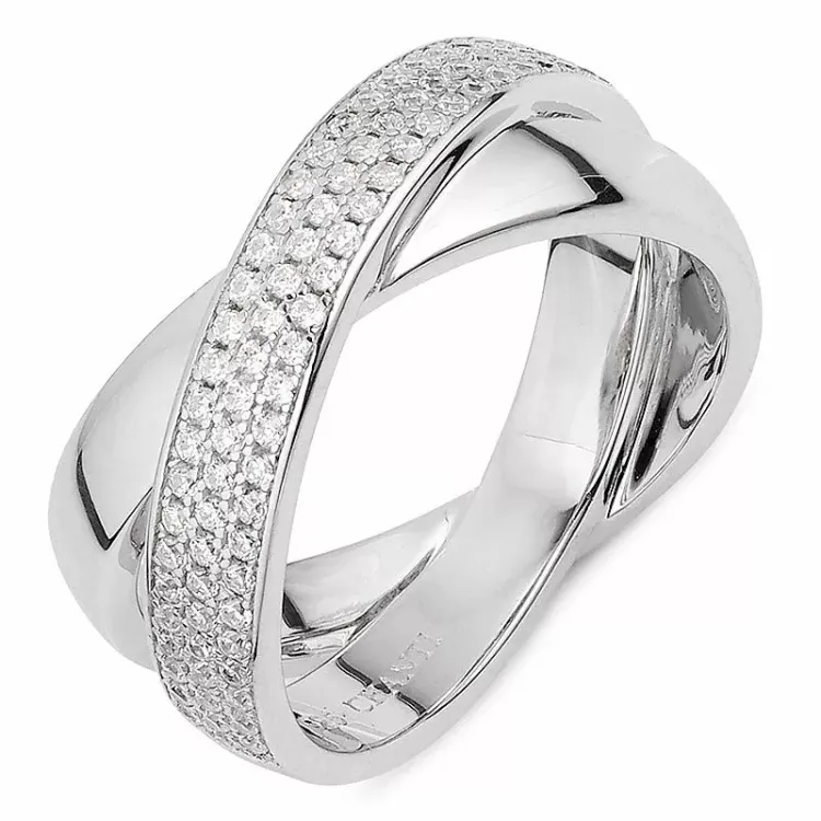 Elegant abstrakt hvid zirkon ring i sølv