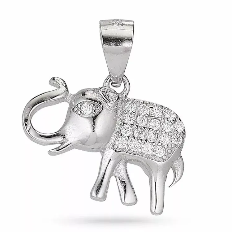 Kollektionsprøve elefant zirkon vedhæng i sølv