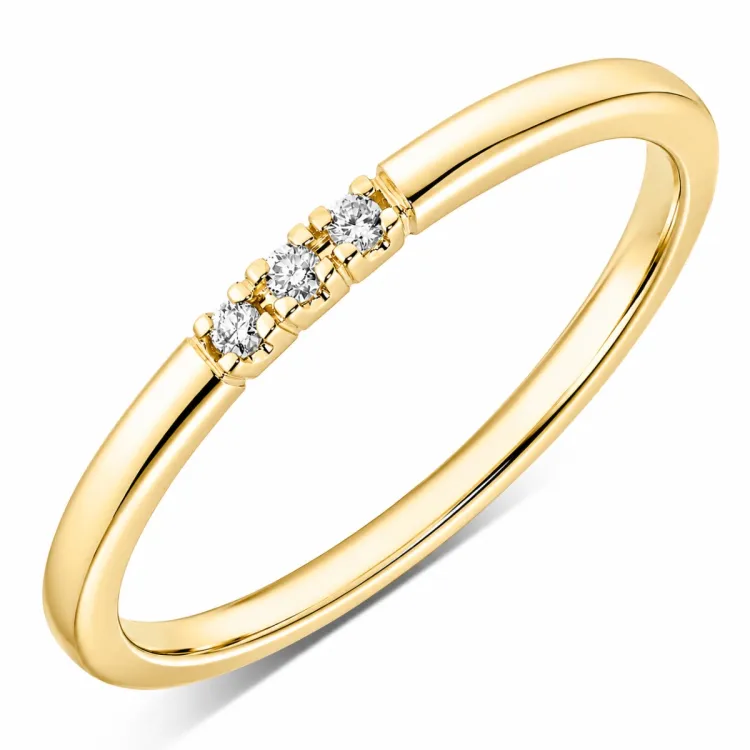 3 x 0,01 ct diamantring i 9 karat guld 0,03 ct
