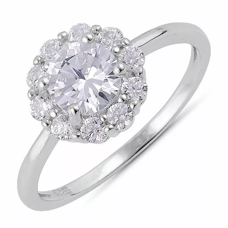Billig zirkon ring i sølv