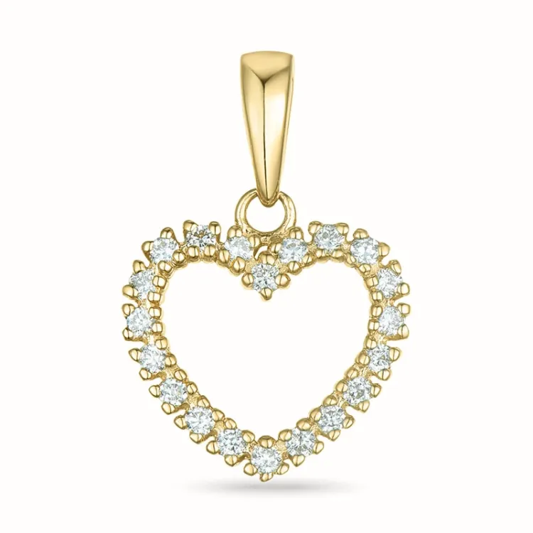 hjerte diamantvedhæng i 14 karat guld 0,16 ct