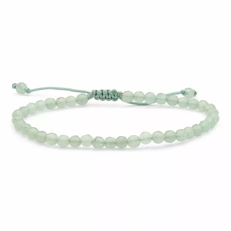 grøn aventurin armbånd i silke snor 17 cm plua 3 cm x 4,1 mm  - Loom Stones