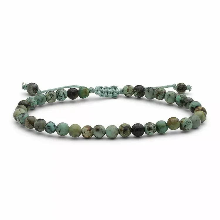 ægte grøn turkis armbånd i silke snor 17 cm plus 3 cm x 4,6 mm