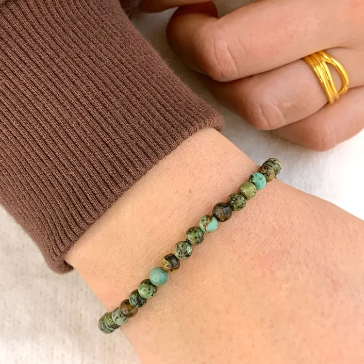ægte grøn turkis armbånd i silke snor 17 cm plus 3 cm x 4,6 mm